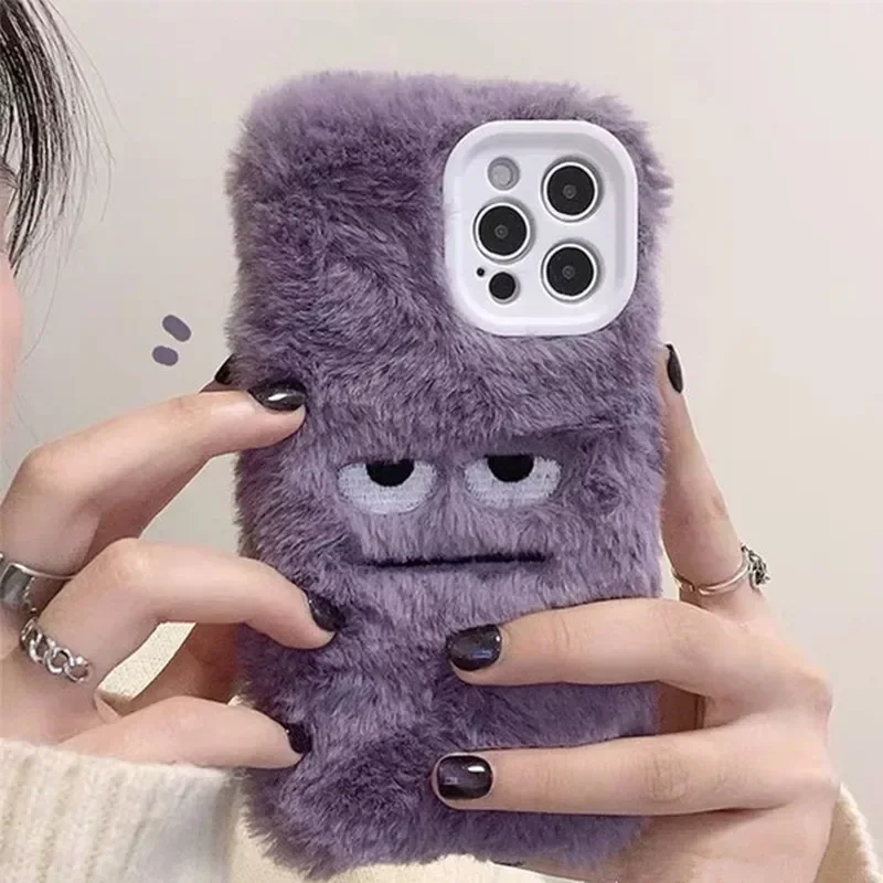 Apple Iphone 15 Pro Max - Cute Monster Plush Fluffy Phone Case